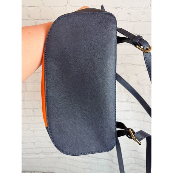 TORY BURCH Dena dark blue orange nylon drawstring flap backpack main image 7